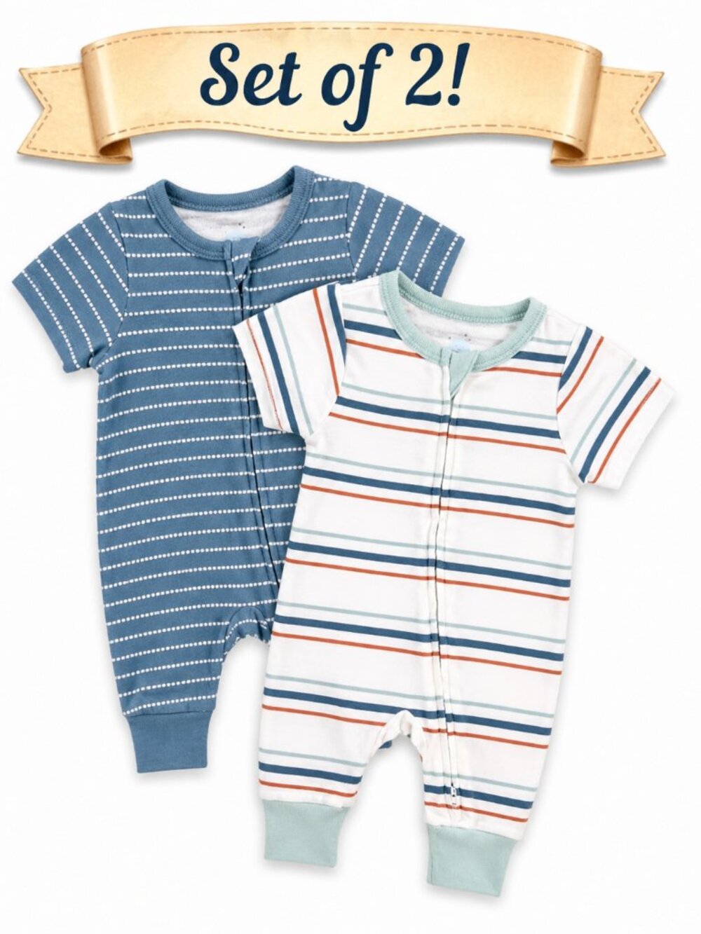 NWT Cloud Island Newborn Sleepers Set of 2 Super Soft Zip Pajamas Baby Boy